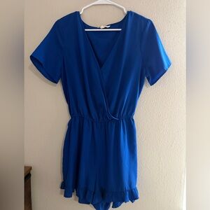 Blue Short Sleeve Jumpsuit